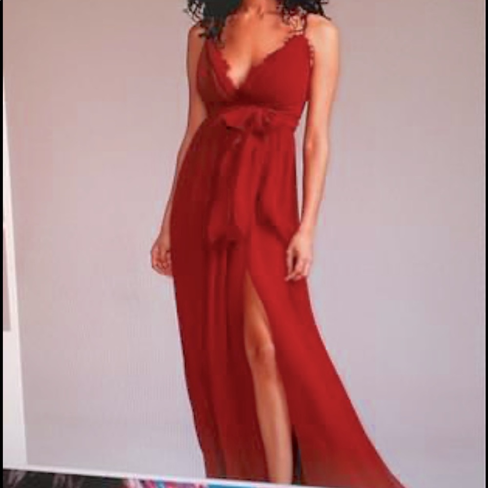 Wine colored David’s bridal dress